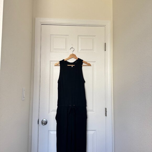 ☀️ NEW LULUS Lounge in Love Black Sleeveless Lounge Jumpsuit Small Soft Jogger - Picture 2 of 10